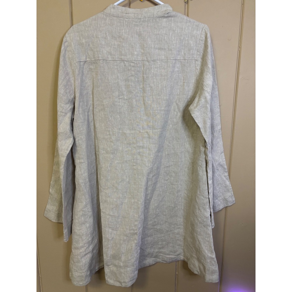 Tuckernuck Tatum Women's Linen Blend Tunic Top Long Sleeve Beige Size L - Picture 4 of 4